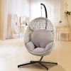 Large Hanging Egg Chair With Stand & Uv Resistant Cushion Hammock Chairs With C-Stand For Outdoor