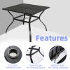 Meooem Outdoor Patio Dining Table 37 Inch Square Metal Table With 2.2 Inch  Umbrella Hole 4 Person Outdoor Bistro Metal Dining Table For Garden, Backy