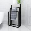 Metal Freestanding Towel Rack 3 Tiers Hand Towel Holder Organizer For Bathroom Accessories, Black