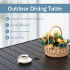Meooem 37 Inch Patio Dining Table With 1.57 Inch Umbrella Hole, Wooden-Like Top Metal Steel Square Table For Garden, Backyard, Bistro