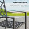 Outdoor Black Stackable Dining Chairs Set Iron Patio Chairs Set Of 2 With Armrest Seating Chairs For Garden, Backyard