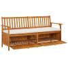 Storage Bench With Cushion 66.9" Solid Wood Acacia