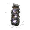 Outdoor Fountain 40Inches Poly-Resin Rock Water Fountain With Led Lights