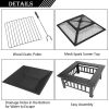 32 Inch Heavy Duty 3 In 1 Metal Square Patio Firepit Table Bbq Garden Stove With Spark Screen Cover Log Grate And Poker For Outside Wood Burning And D
