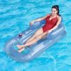59In Inflatable Pool Float Raft W/ Headrest Armrest Cupholder Swimming Pool Lounge Air Mat Chair