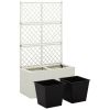 Trellis Raised Bed With 2 Pots 22.8"X11.8"X42.1" Poly Rattan White
