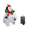 2.1M Length Christmas Inflatables Outdoor Santa Clause Riding The Polar Bear With Shaking Head, Blow Up Decoration Clearance With Led Lights Built-In