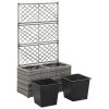 Trellis Raised Bed With 2 Pots 22.8" X 11.8" X 42.1" Poly Rattan Gray