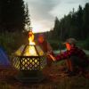 22" Hexagonal Shaped Iron Brazier Wood Burning Fire Pit Decoration For Backyard Poolside