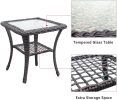 3 Pieces Outdoor Wicker Rocker Patio Bistro Set, Rocking Glider Chairs With Premium Cushions And Armored Glass Top Side Table, Elegant Wicker Patio Bi