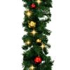 Christmas Garland With Baubles And Led Lights Green 32.8' Pvc