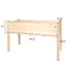 Bosonshop Raised Garden Bed Wood Patio Elevated Planter Box Kit With Stand For Outdoor Backyard Greenhouse (Natural)