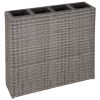 Garden Raised Bed With 4 Pots 2 Pcs Poly Rattan Gray