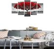 Canvas Wall Art Red Tree Picture Prints On Canvas Landscape Painting Modern Giclee Artwork Stretched And Framed Ready To Hang Canvas Art For Home Deco