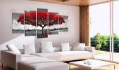 Canvas Wall Art Red Tree Picture Prints On Canvas Landscape Painting Modern Giclee Artwork Stretched And Framed Ready To Hang Canvas Art For Home Deco