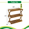 Beefurni Acacia 3 Tiers Wooden Plants Stand Foldable Shoe Rack Multipurpose Shelf Perfect Idea For Living Room, Bedroom, Hallway, Bathroom Natural Col