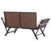 Garden Bench With Cushions 69.3" Brown Poly Rattan
