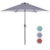 Outdoor Patio 8.6-Feet Market Table Umbrella With Push Button Tilt And Crank, Blue/White Stripes[Umbrella Base Is Not Included]