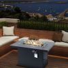 Aluminum Alloy Fire Pit Table 55000Btu Outdoor With Glass Wind Guard For Garden Patio