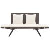 Garden Bench With Cushions 69.3" Brown Poly Rattan
