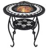 Mosaic Fire Pit Table Black And White 26.8" Ceramic