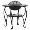 Mosaic Fire Pit Table Black And White 26.8" Ceramic