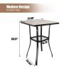 Meooem Outdoor Patio High Bar Set, Wood-Like Bar Table And Bar Chair For Living Room And Small Space Dining Room
