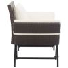 Garden Bench With Cushions 69.3" Brown Poly Rattan