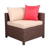 Outdoor 5-Piece Set Patio Furniture Sectional Sofa Sets All Weather Rattan Manual Wicker Conversation Set With Cushions And Table Xh