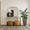 2 Pcs 20"H Tall Planters Plastic Plant Pots With Drainage, 12"W Large Square Tree Pot With Cement Pattern, Rust Brown