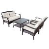 4 Piece Rattan Sofa Seating Group With Cushions, Outdoor Ratten Sofa