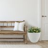 2 Pcs 14" Round Plant Pots, Flower Pots With Drainage Holes, White