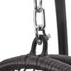 Hammock Chair With Stand, Dark Grey Cushion, Pe Wicker Rattan, Aluminum Fram