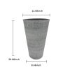 2 Pcs 20"H Tall Planters Plastic Plant Pots With Drainage, 12"W Large Round Tree Pot With Cement Pattern, Dark Grey
