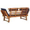 Garden Bench With Cushions 2-In-1 75" Solid Acacia Wood
