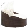 Outdoor Lounge Bed With Canopy Poly Rattan Brown