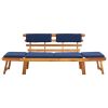 Garden Bench With Cushions 2-In-1 75" Solid Acacia Wood