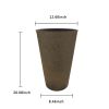 2 Pcs 20"H Tall Planters Plastic Plant Pots With Drainage, 12"W Large Round Tree Pot With Cement Pattern, Rust Brown