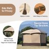 10Ft W*12Ft L Outdoor Double Vents Gazebo Patio Metal Canopy With Screen And Led Lights For Backyard, Poolside, Brown