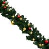 Christmas Garland With Baubles And Led Lights Green 32.8' Pvc
