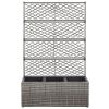 Trellis Raised Bed With 3 Pots 32.7"X11.8"X51.2" Poly Rattan Gray