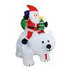 2.1M Length Christmas Inflatables Outdoor Santa Clause Riding The Polar Bear With Shaking Head, Blow Up Decoration Clearance With Led Lights Built-In