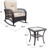 3 Pieces Outdoor Wicker Rocker Patio Bistro Set, Rocking Glider Chairs With Premium Cushions And Armored Glass Top Side Table, Elegant Wicker Patio Bi