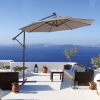 Patio Outdoor Adustment Hanging Cantilever Offset 10 Ft Umbrella  With 32 Led  Solar Lights