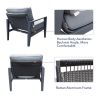 Aluminum Outdoor Furniture Set, 4-Piece Garden Aluminum Conversation Set, Patio Sectional Sofa Set With Removable Cushions And Coffee Table For Balcon