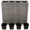 Garden Raised Bed With 4 Pots 2 Pcs Poly Rattan Gray