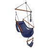 Oxford Cloth Hardwood With Cup Holder Wooden Stick Perforated 100Kg Seaside Courtyard Oxford Cloth Hanging Chair Blue Rt