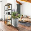 2 Pcs 20"H Tall Planters Plastic Plant Pots With Drainage, 12"W Large Round Tree Pot With Cement Pattern, Cement Gray