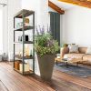 2 Pcs 20"H Tall Planters Plastic Plant Pots With Drainage, 12"W Large Round Tree Pot With Cement Pattern, Rust Brown