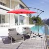 9 Ft Offset Hanging Market Patio Umbrella W/Easy Tilt Adjustment For Backyard, Poolside, Lawn And Garden, Red
